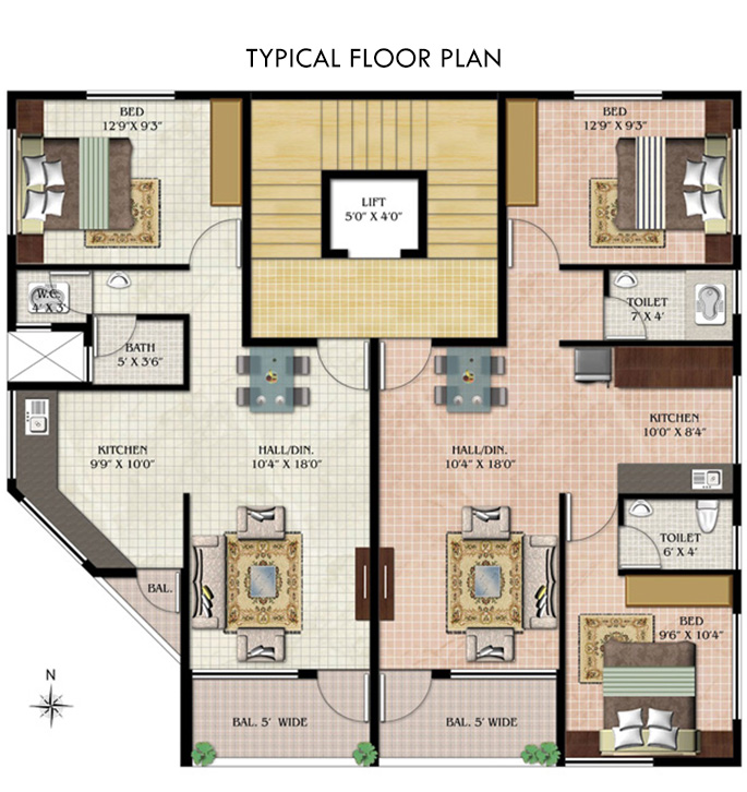 Suman Apartments Typical Floor Plan